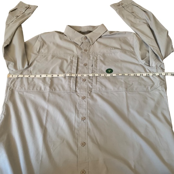 L.L. Bean Men’s XLT XL Tall Gray Tropicwear Pro Long Sleeve Shirt Sunsmart FLAWS - Picture 4 of 10